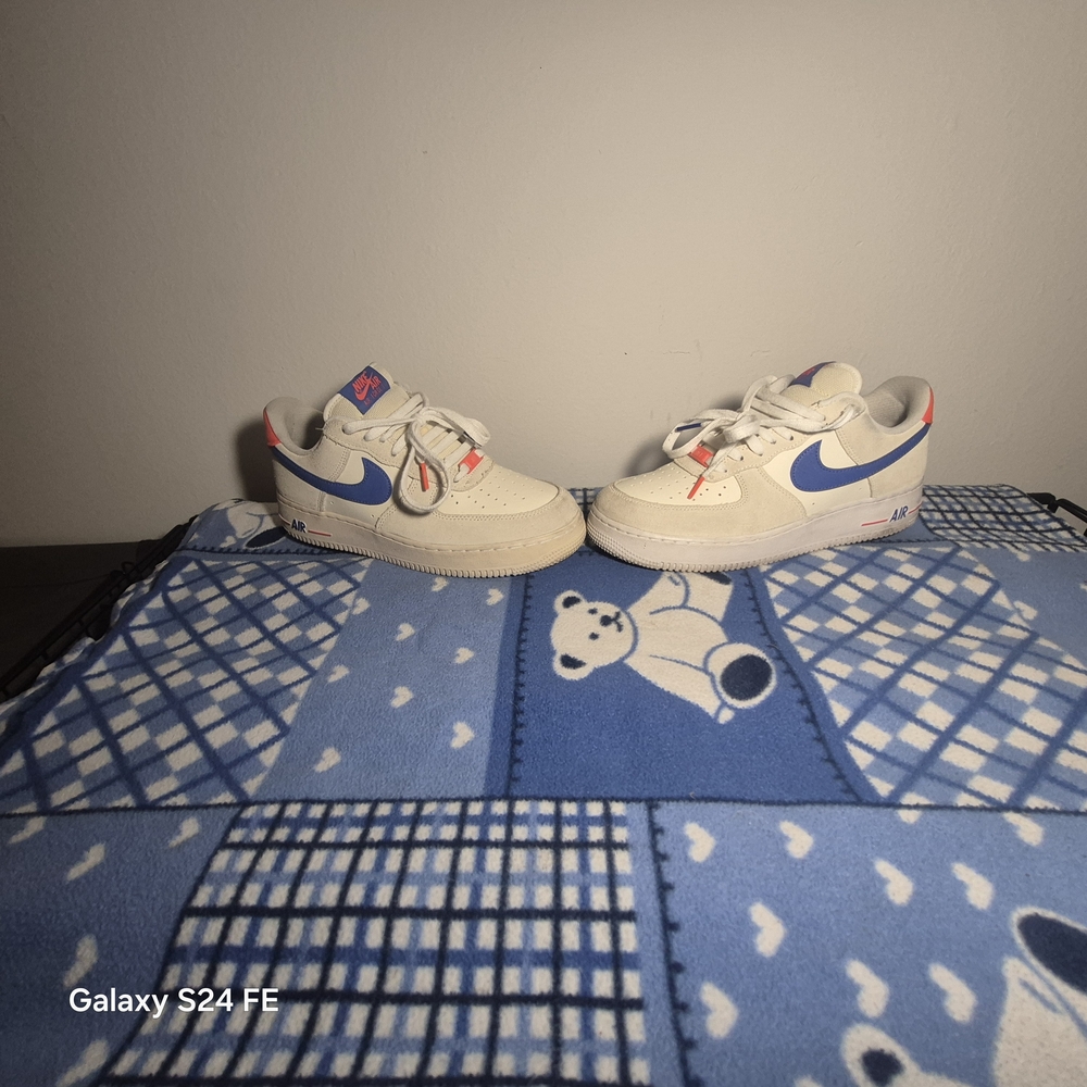 Nike AF1 White Blue Bright Orange Cream